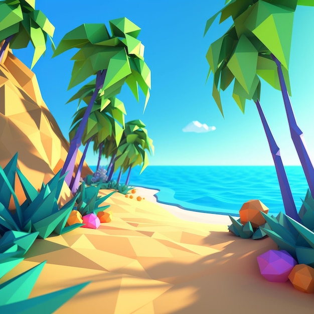 Zdjęcie lowpoly summer beachscape