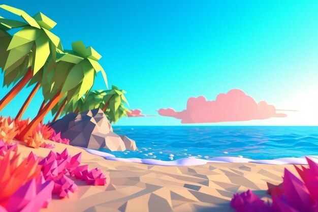 LowPoly Summer Beachscape