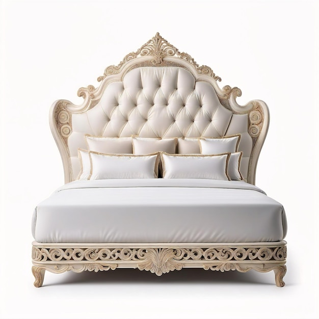 Łóżko jest drewniane i ma biały kolor.