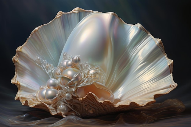 Lśniąca muszla perły morskiej doskonała Generuj Ai