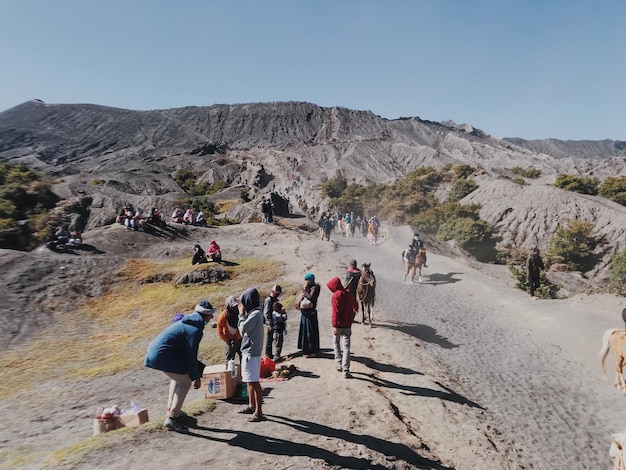 Ludy w Bromo Mountain Park tło