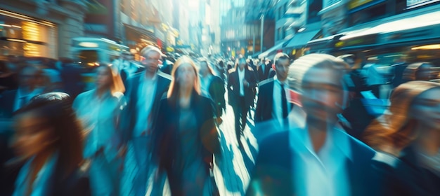 Ludzie biznesu ruch niewyraźny i miasto chodzi z prędkością jako pieszy dojeżdżają do pracy populacja lub szybki