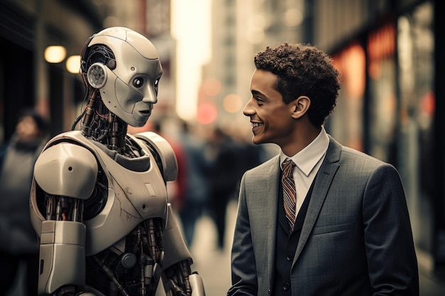 Ludzie biznesu z koncepcją stylu życia robota AI Generacyjna sztuczna inteligencja