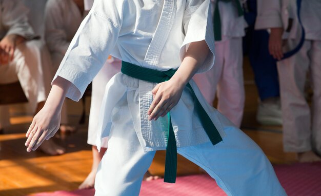 Zdjęcie ludzie ćwiczący karate