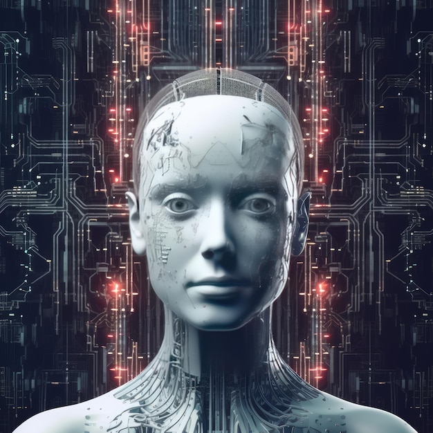 Ludzie kierują sztuczną inteligencją na przyszłość wzrost technologicznej singularności Generative Ai