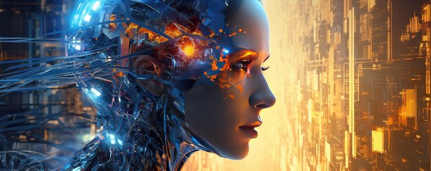 Ludzie kierują sztuczną inteligencją na przyszłość wzrost technologicznej singularności Generative Ai