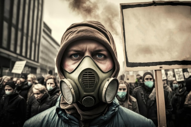 Ludzie na proteście przeciwko zanieczyszczeniu środowiska Piękne zdjęcie ilustracji Generative AI
