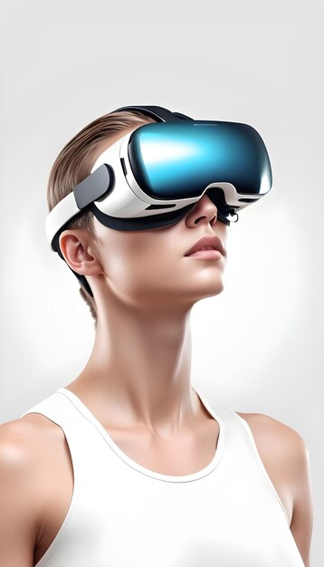 Ludzie noszący futurystyczne, zaawansowane technologicznie okulary wirtualnej rzeczywistości na białym tle