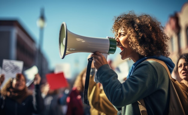 Ludzie protestują na wiecu przeciwko działaczom społecznym