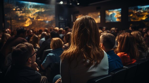 Ludzie słuchają konferencji w sali spotkań.