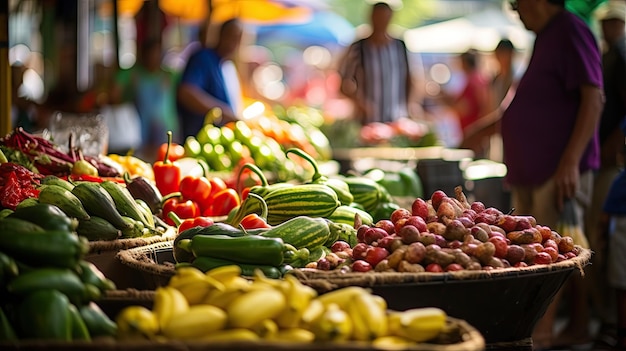 Ludzie sprzedają świeże owoce i warzywa na rynkach Ameryki Łacińskiej