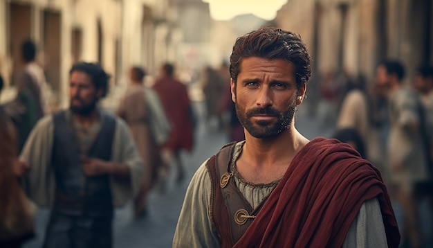 Ludzie starożytnego Rzymu portret rzymskich ludzi w tle ulicy