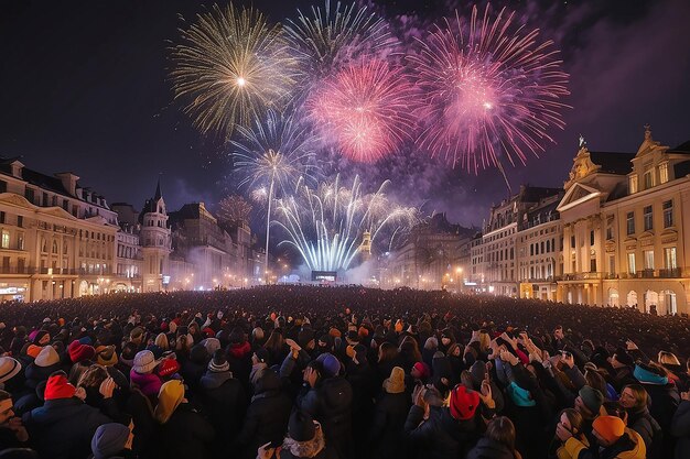 Ludzie świętują Nowy Rok.