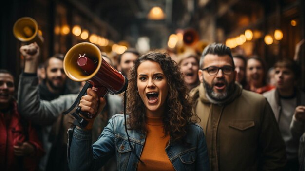 Zdjęcie ludzie trzymający megafony do promocji marketingowej