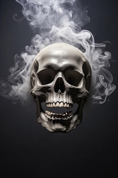 Ludzka czaszka z dymem