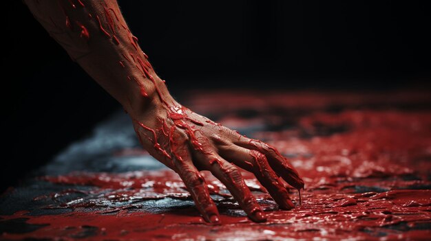 Ludzka ręka z czerwoną farbą