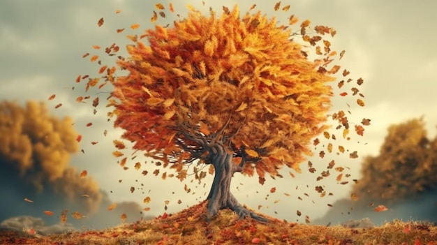 Ludzka utrata pamięci otępienie choroba Alzheimera Drzewo w postaci ludzkiego drzewa z opadającymi liśćmi