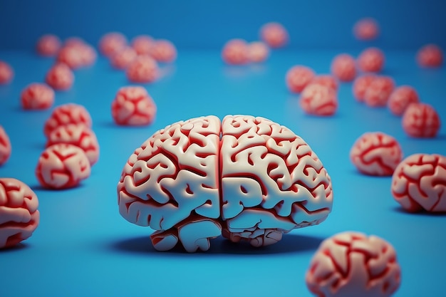 Ludzki mózg na niebieskim tle półkula jest odpowiedzialna za logikę