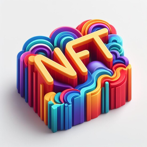 Zdjęcie ludzki mózg nft niepodstawny ikonka kolorowe 3d logo