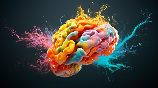 Ludzki mózg z kolorowymi plamami Generative AI ilustrator