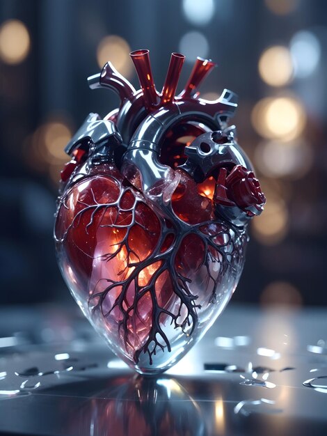 ludzki narząd serca wykonany z przezroczystego szkła
