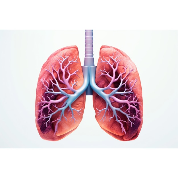 Ludzki narząd wewnętrzny z płucami na białym tle