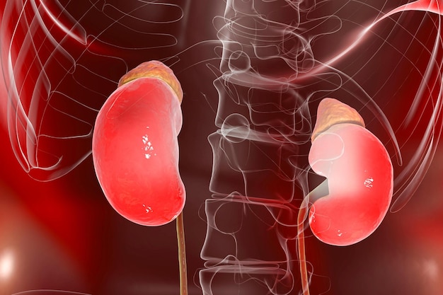 Ludzkie nerki z gruczołami nadnerczy 3D