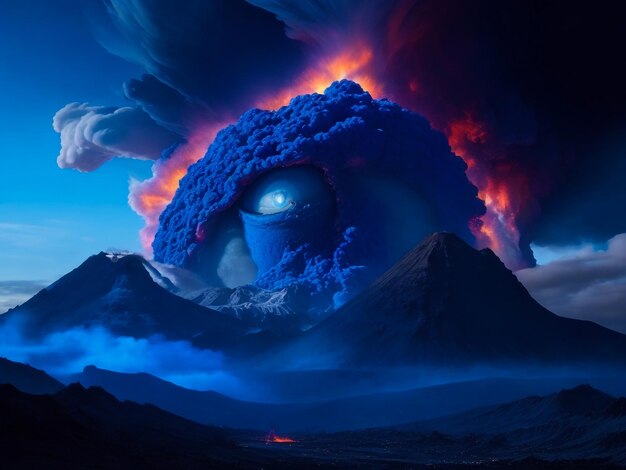 ludzkie oko zdefiniowało erupcję niebieskiego wulkanu