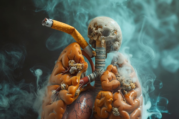 ludzkie płuca z papierosem w nich