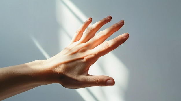 Ludzkie ręce na białym tle ściany Mężczyzna gest ręki Minimalistyczna ilustracja generowana przez sztuczną inteligencję