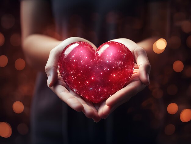 Ludzkie ręce w kształcie serca Heart ubezpieczenie zdrowotne społeczna odpowiedzialność Generative Ai