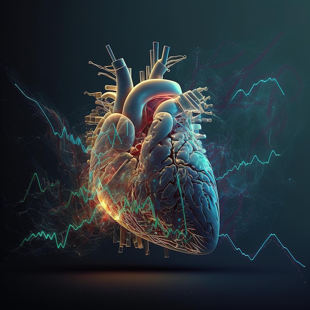 Ludzkie serce Ilustracja w świecącym projekcie efekt 3D z izolowanym tłem