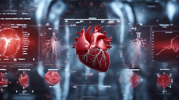 Ludzkie serce w rentgenowskim renderowaniu 3D Komputerowy obraz cyfrowy