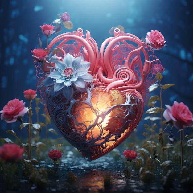 Ludzkie serce zrobione z kwiatów