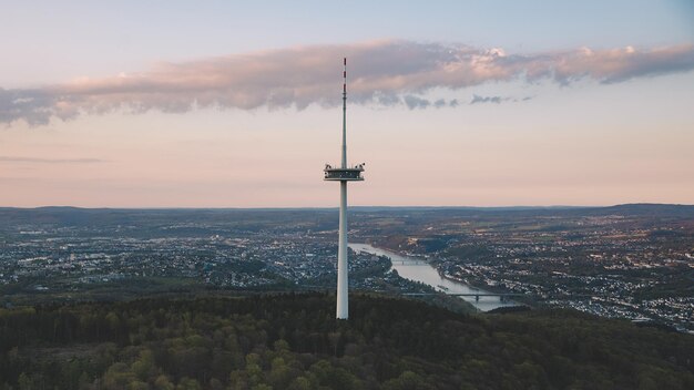 Luftaufnahmen eines Uberfluges it der propellermaschine uber koblenz