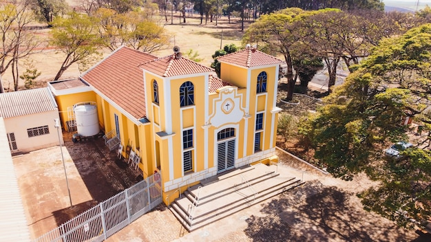 Luís Antonio São Paulo Brazylia - 09 Sierpnia 2021: Kościół Parafialny Santa Luzia W Mieście Luís Antonio Sp