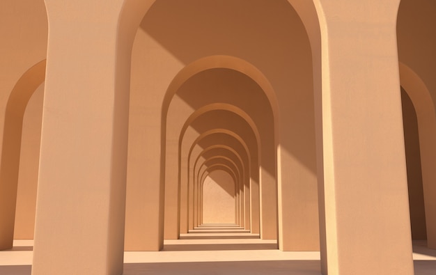 Łukowy korytarz proste geometryczne tło architektoniczny korytarz portal łukowe kolumny