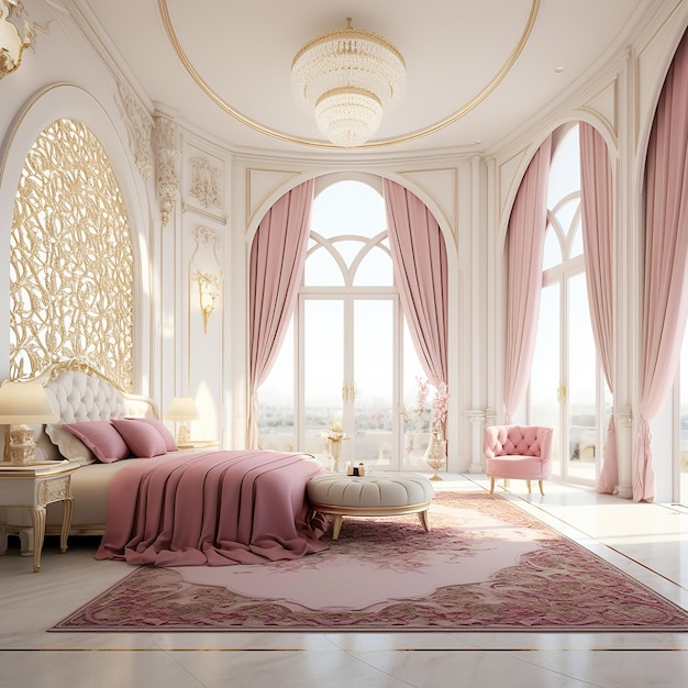 Luksusowa arabska sypialnia.