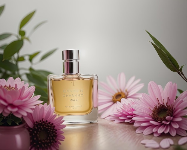 Luksusowa butelka perfum z kwiatami