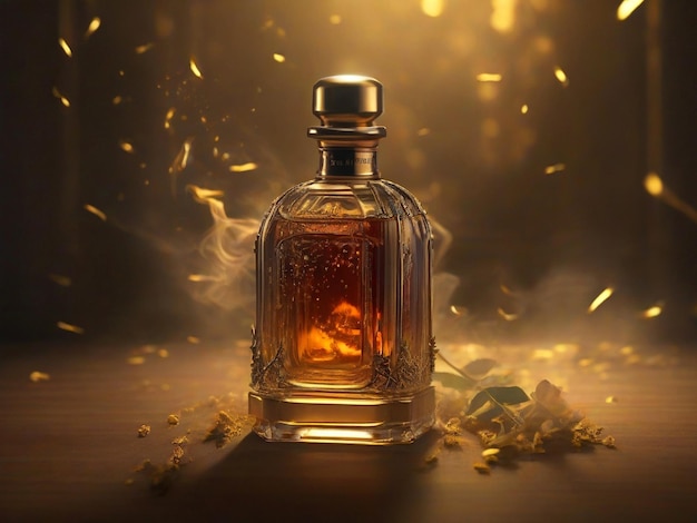Luksusowa butelka perfum z słowem "parfum"