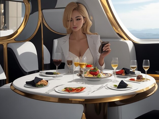 Luksusowa koncepcja podróży z wyśmienitymi posiłkami w ekskluzywnej restauracji z wykwintną kuchnią