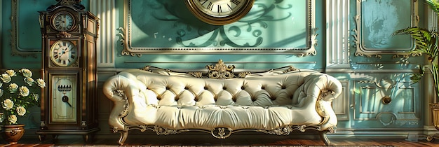 Zdjęcie luksusowa starożytna kanapa w eleganckim pokoju starożytne meble i dekoracje klasyczne i stylowe wnętrze