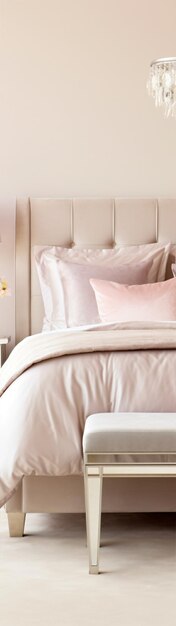 luksusowa sypialnia z mieszanką cichych taupe i miękkich kolorów blush