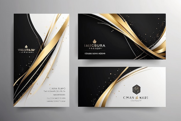 Luksusowa wizytówka z czarno-białym tłem elegancki złoty projekt