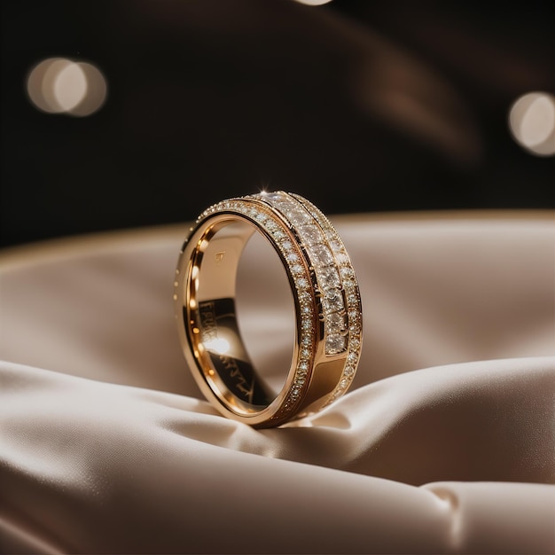 Luksusowa złota obrączka ślubna z diamentami