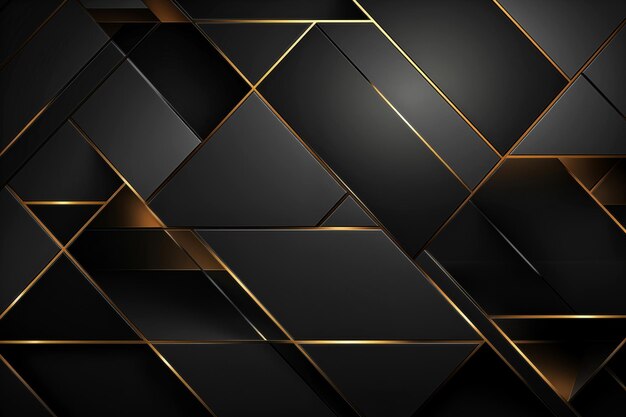 Luksusowe czarne geometryczne tło z złotymi liniami