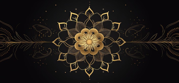 Zdjęcie luksusowe czarno-złote tło kwiatowe ilustracja wektorowa 3d