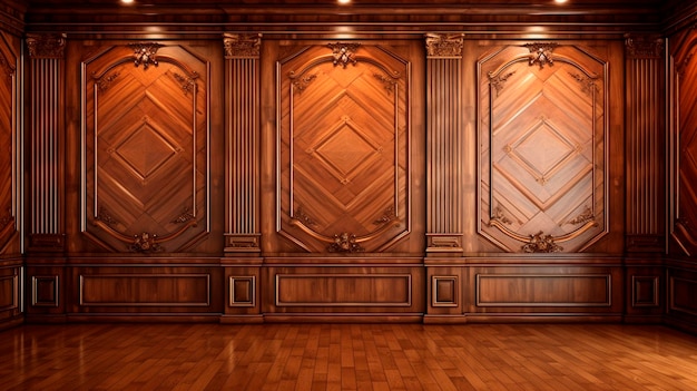 Luksusowe drewniane panele ścienne tło lub tekstura Wysoko wykonana klasyczna Generatywna sztuczna inteligencja