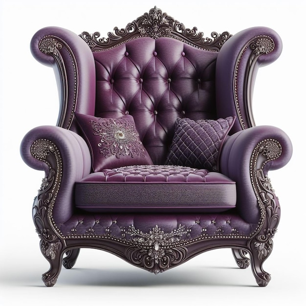 luksusowe fioletowe krzesło na białym tle