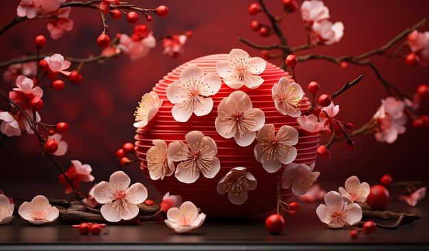 Zdjęcie luksusowe kolorowe i kwiatowe tapety noworoczne stworzone przez sztuczną inteligencję